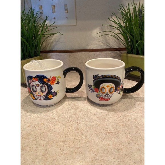 Magenta Day of the Dead Set of 2 Mugs - Picture 1 of 5